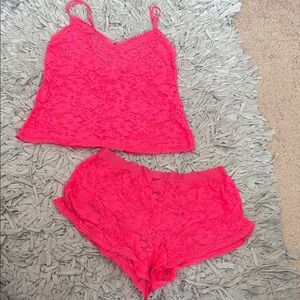 Victoria's Secret Lace Chemise Set - Bright Pink
